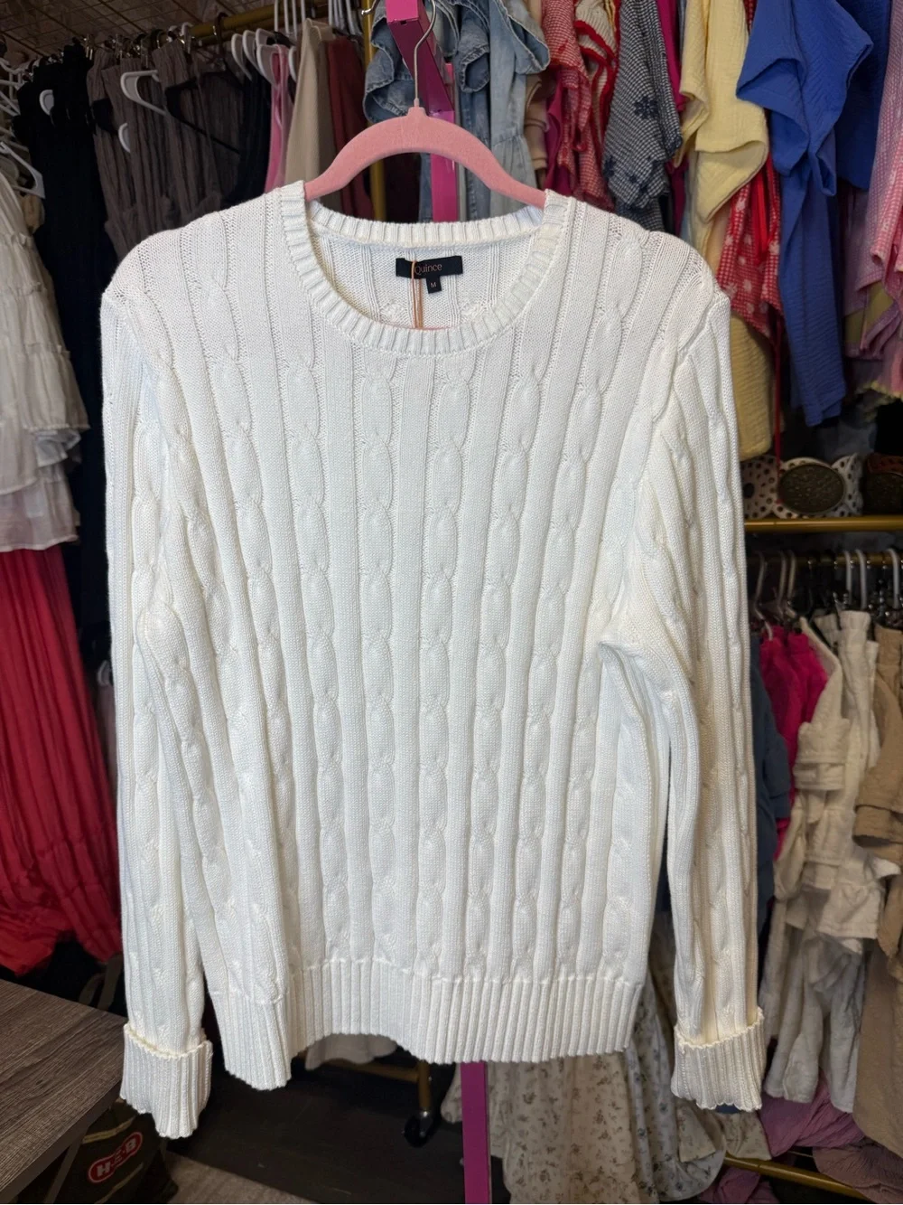 100% Organic Cotton Cable Crewneck Sweater - Picture 3 of 4